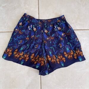 Tibi multicolor silk high waisted shorts midi length size 2